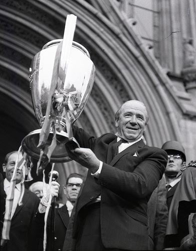 Matt Busby with European Cup, 1968